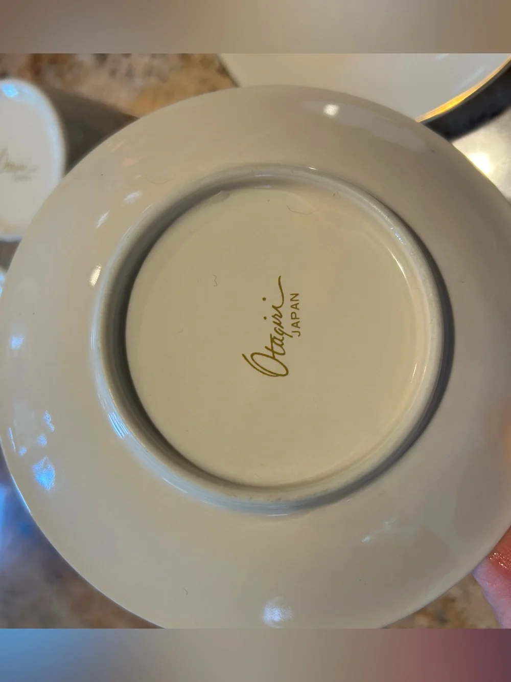 Porcelain Espresso Demitasse Cup Saucer Set 22K Gold Flying Cranes Otagiri Japan
